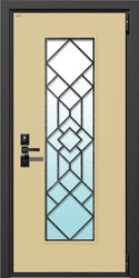 дверь со стеклопакетом и металлической решеткой рис.002
