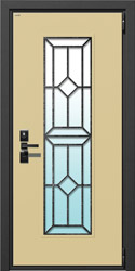 дверь со стеклопакетом и металлической решеткой рис.012