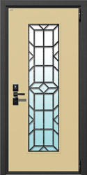дверь со стеклопакетом и металлической решеткой рис.015