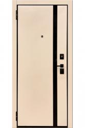 Дверь с панелью Ченелс из крашенной МДФ со вставкой из черного стекла