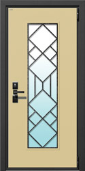 дверь со стеклопакетом и металлической решеткой рис.003