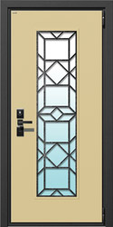 дверь со стеклопакетом и металлической решеткой рис.017