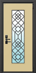 дверь со стеклопакетом и металлической решеткой рис.019