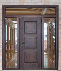 дверь стальная со стеклопакетами с панелью из массива дуба