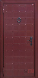 дверь с металлическими полосами