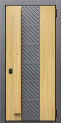 металлическая входная дверь с бугельной ручкой 2 на всю высоту полотна