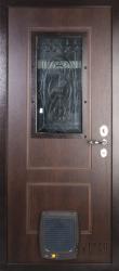 Дверь с панелью из корабельной фанеры со стеклопакетом и решеткой
