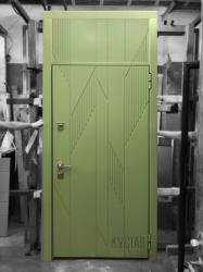 Дверь с панелью из мдф зеленая с отделкой «Фальшпанель»
