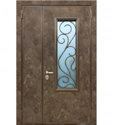 Дверь с порошковой покраской со стеклопакетом и решеткой