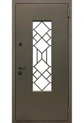 Дверь с панелью из крашенной МДФ со стеклопакетом и решеткой